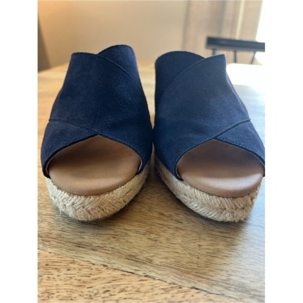 Paseart Navy Suede Crisscross Espadrille Wedge Sandals size 7.5 - Picture 3 of 9